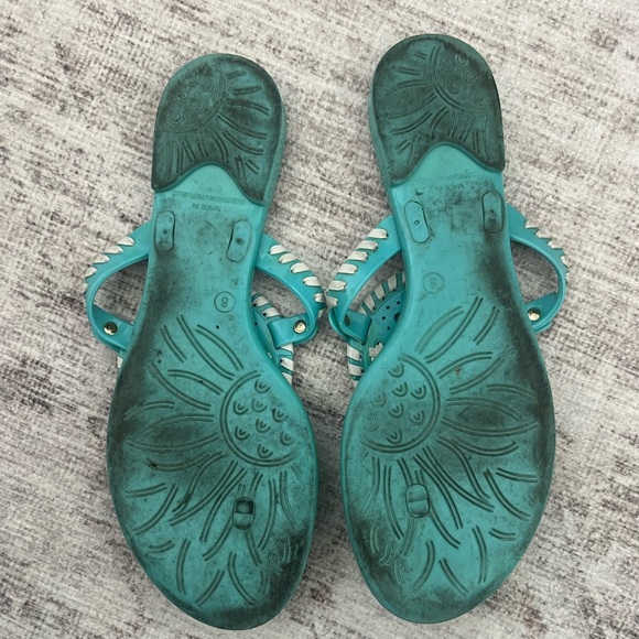 Jack Rogers Georgica Jelly Teal Stripe Flip Flop - Picture 2 of 6